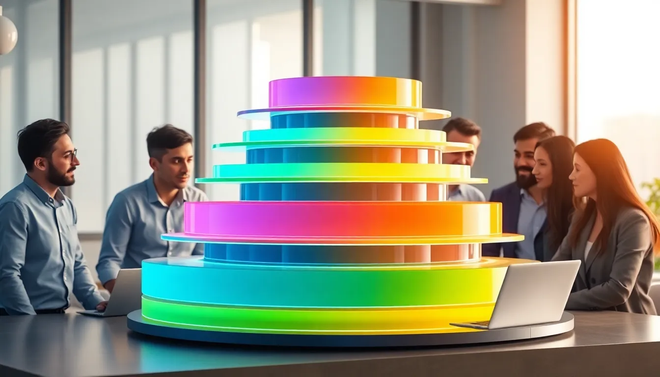 modern illustration of the Ultra-Layered Data Model (ULDM) in an office setting.