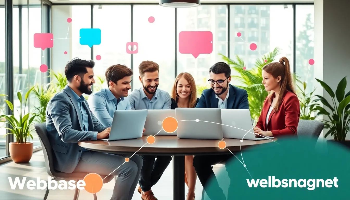 diverse professionals collaborating in a modern digital workspace.