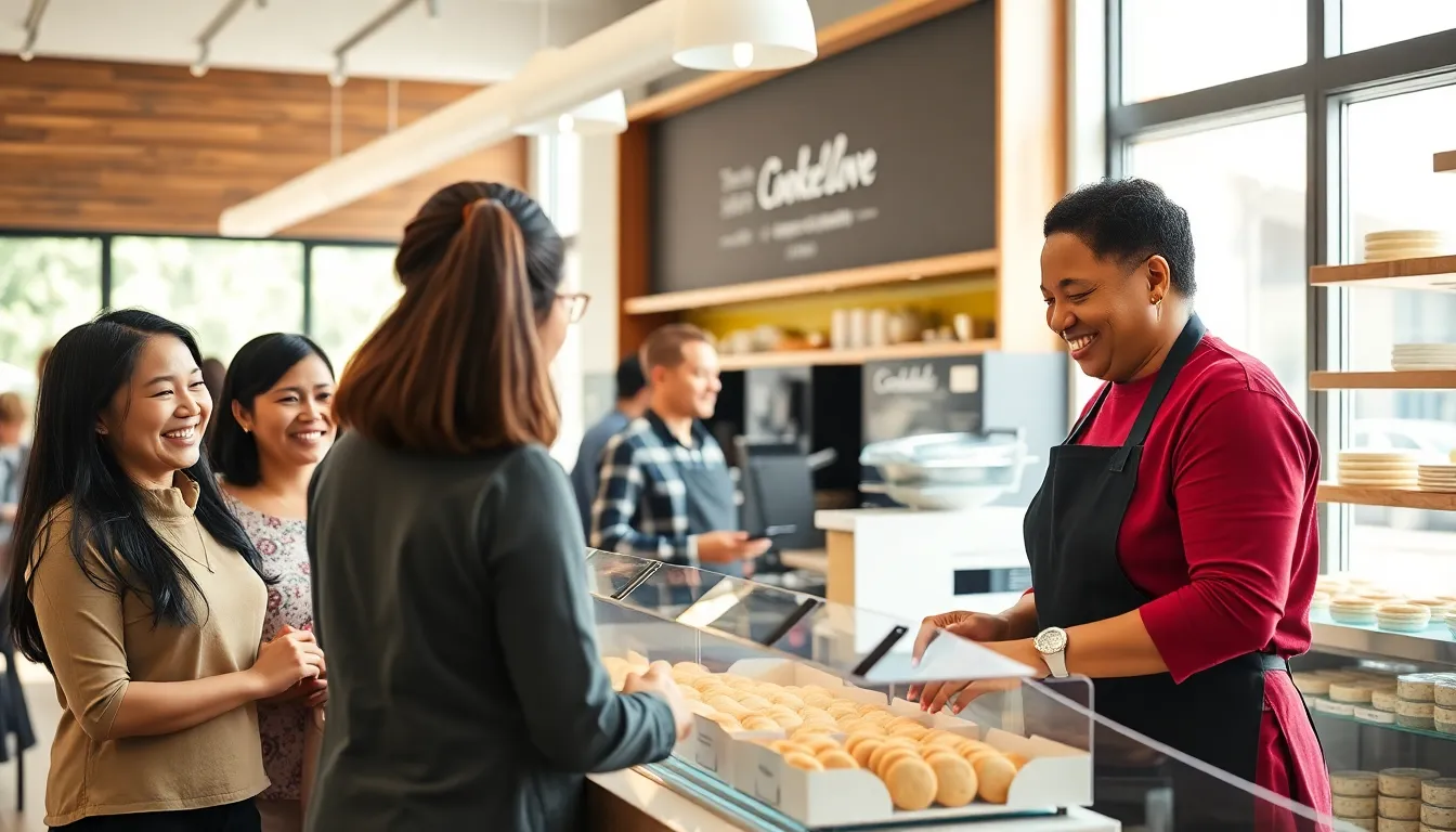 customers enjoying a warm experience at a bakery.
