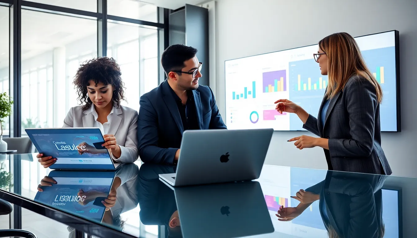 diverse team collaborating in a modern office space.