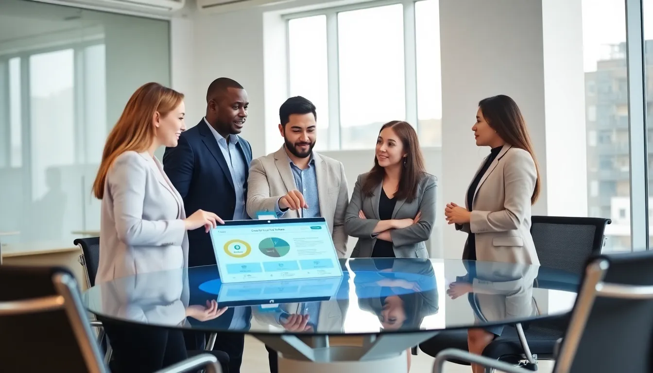 professionals discussing website cookies in a modern office.